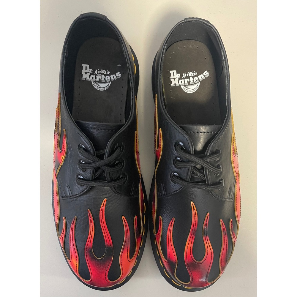 Dr. Martens 1461 Flame Black Leather 3 Eye Oxford Shoes Mens 7 Womens 8